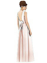 Rear View Thumbnail - Blush Alfred Sung Open Back Satin Twill Gown D661