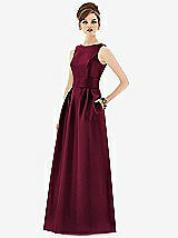 Front View Thumbnail - Cabernet Alfred Sung Open Back Satin Twill Gown D661