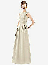 Front View Thumbnail - Champagne Alfred Sung Open Back Satin Twill Gown D661