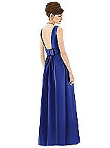 Rear View Thumbnail - Cobalt Blue Alfred Sung Open Back Satin Twill Gown D661