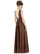Rear View Thumbnail - Cognac Alfred Sung Open Back Satin Twill Gown D661