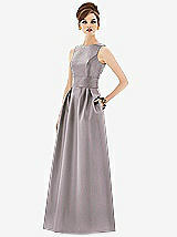 Front View Thumbnail - Cashmere Gray Alfred Sung Open Back Satin Twill Gown D661