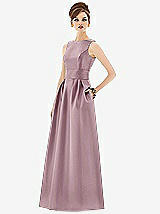 Front View Thumbnail - Dusty Rose Alfred Sung Open Back Satin Twill Gown D661