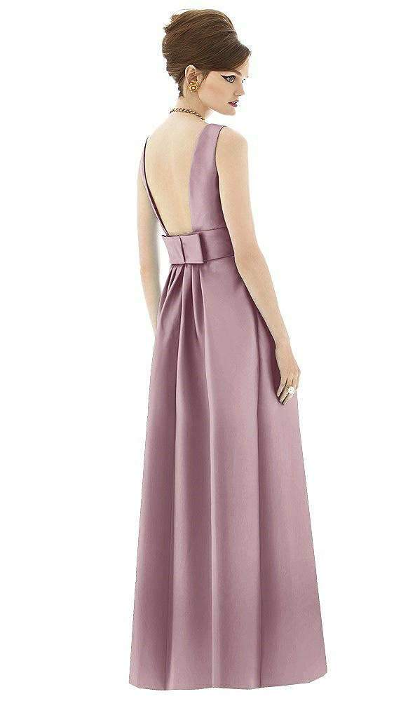 Back View - Dusty Rose Alfred Sung Open Back Satin Twill Gown D661