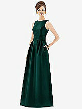Front View Thumbnail - Evergreen Alfred Sung Open Back Satin Twill Gown D661