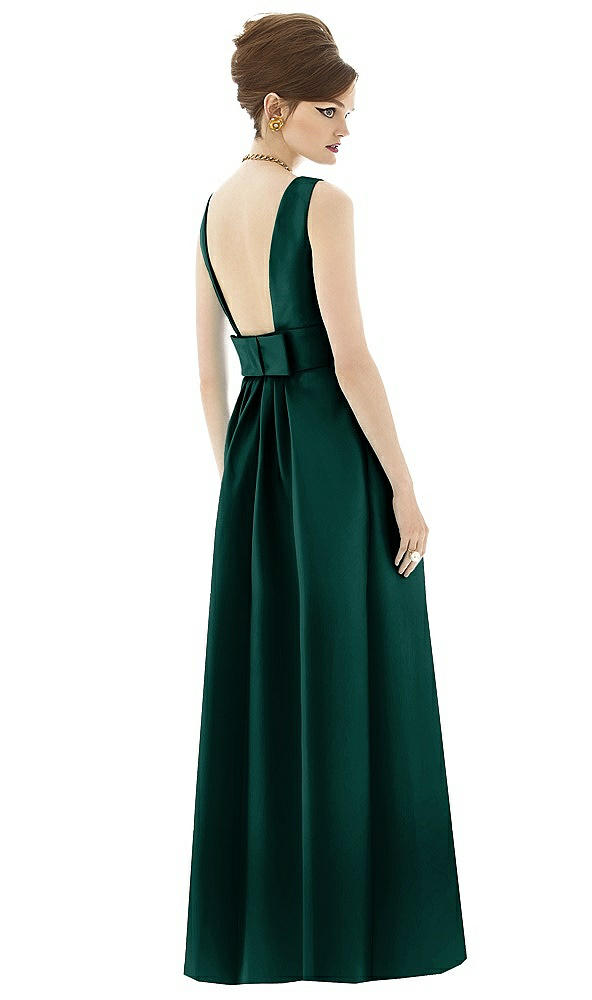 Back View - Evergreen Alfred Sung Open Back Satin Twill Gown D661