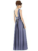Rear View Thumbnail - French Blue Alfred Sung Open Back Satin Twill Gown D661