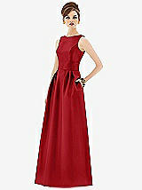 Front View Thumbnail - Garnet Alfred Sung Open Back Satin Twill Gown D661