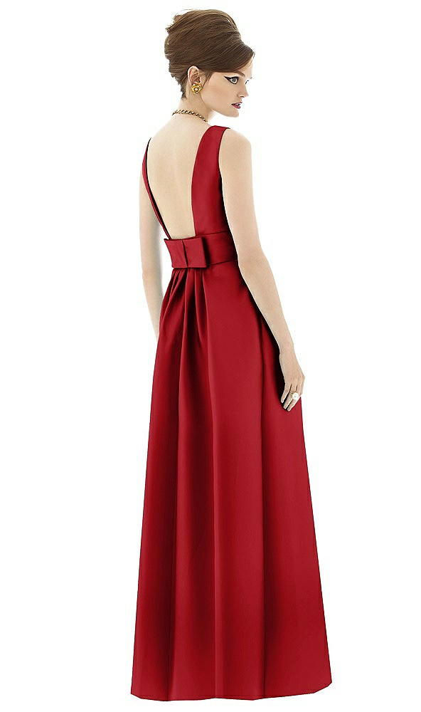 Back View - Garnet Alfred Sung Open Back Satin Twill Gown D661