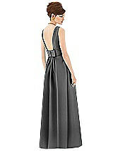 Rear View Thumbnail - Gunmetal Alfred Sung Open Back Satin Twill Gown D661