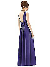Rear View Thumbnail - Grape Alfred Sung Open Back Satin Twill Gown D661