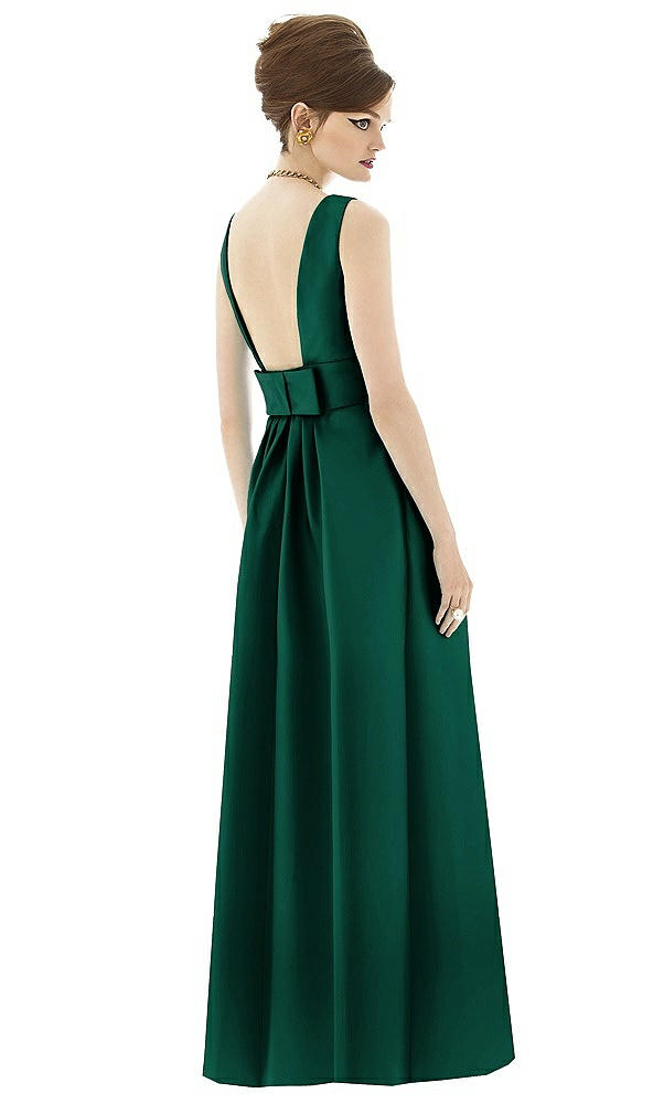Back View - Hunter Green Alfred Sung Open Back Satin Twill Gown D661