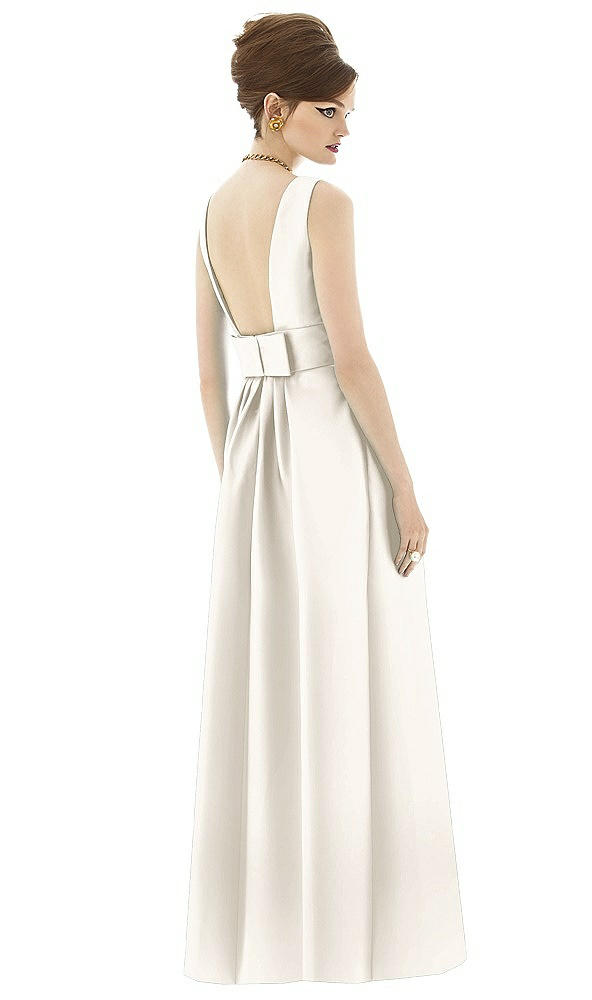Back View - Ivory Alfred Sung Open Back Satin Twill Gown D661