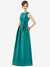 Front View Thumbnail - Jade Alfred Sung Open Back Satin Twill Gown D661