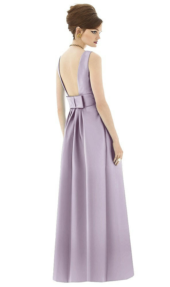 Back View - Lilac Haze Alfred Sung Open Back Satin Twill Gown D661