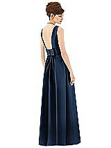 Rear View Thumbnail - Midnight Navy Alfred Sung Open Back Satin Twill Gown D661