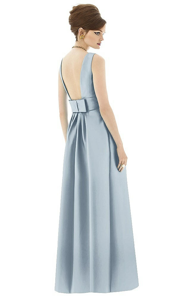 Back View - Mist Alfred Sung Open Back Satin Twill Gown D661