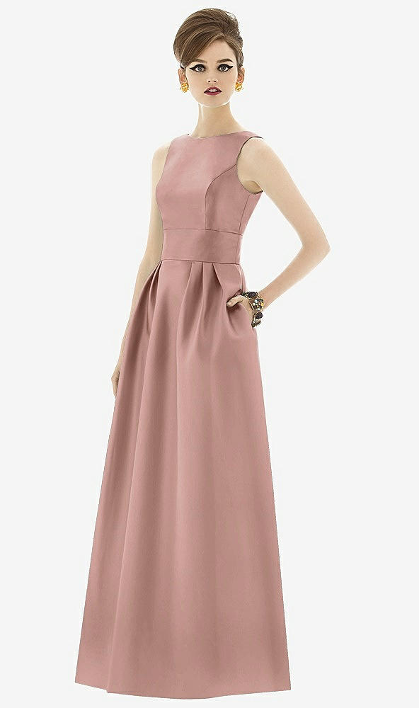 Front View - Neu Nude Alfred Sung Open Back Satin Twill Gown D661