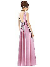 Rear View Thumbnail - Powder Pink Alfred Sung Open Back Satin Twill Gown D661