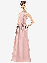 Front View Thumbnail - Rose - PANTONE Rose Quartz Alfred Sung Open Back Satin Twill Gown D661
