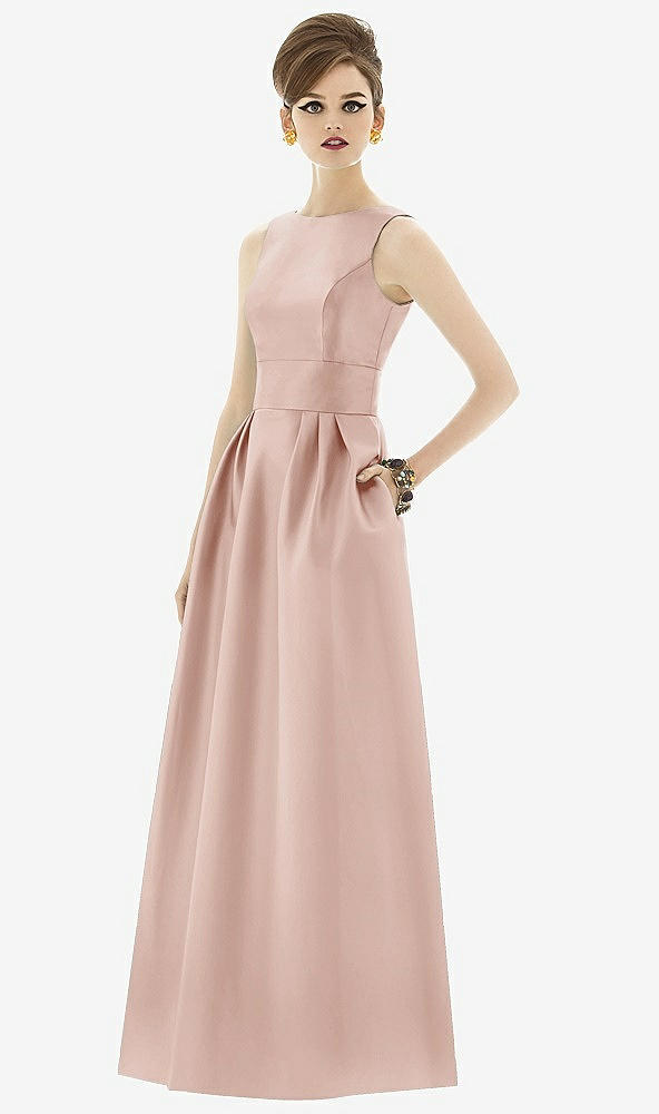 Front View - Toasted Sugar Alfred Sung Open Back Satin Twill Gown D661