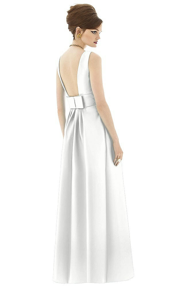 Back View - White Alfred Sung Open Back Satin Twill Gown D661