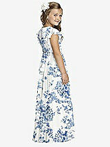 Rear View Thumbnail - Cottage Rose Dusk Blue Flower Girl Dress FL4038