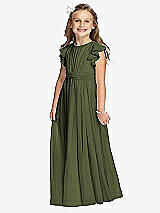 Front View Thumbnail - Olive Green Flower Girl Dress FL4038