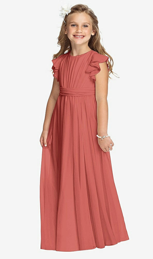 Front View - Coral Pink Flower Girl Dress FL4038