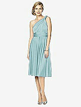 Front View Thumbnail - Canal Blue Twist Wrap Convertible Cocktail Dress