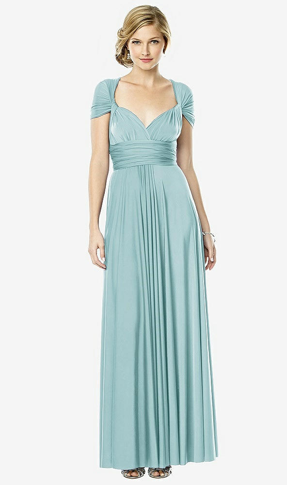 Front View - Canal Blue Twist Wrap Convertible Maxi Dress