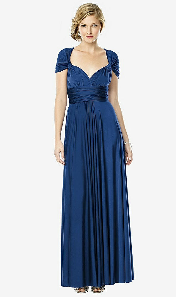 Front View - Estate Blue Twist Wrap Convertible Maxi Dress