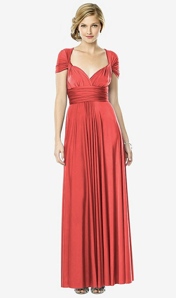 Front View - Perfect Coral Twist Wrap Convertible Maxi Dress