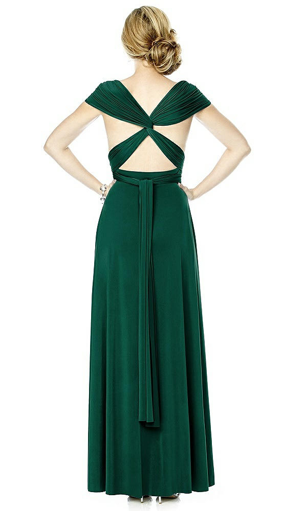 Back View - Hunter Green Twist Wrap Convertible Maxi Dress
