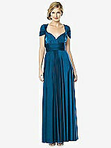 Front View Thumbnail - Ocean Blue Twist Wrap Convertible Maxi Dress
