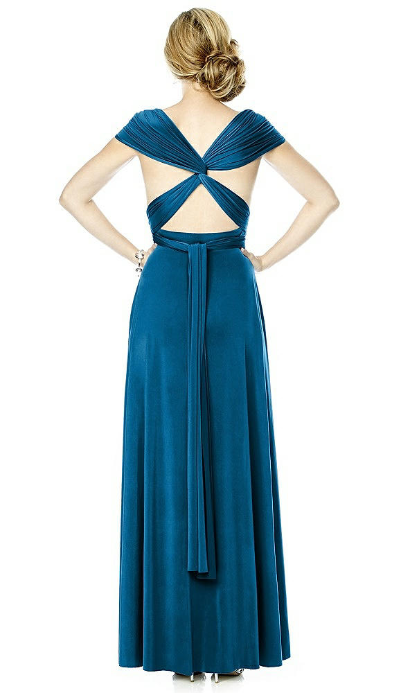 Back View - Ocean Blue Twist Wrap Convertible Maxi Dress