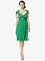 Front View Thumbnail - Pantone Emerald Twist Wrap Dress w/ Chiffon Overskirt: Short