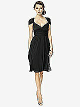 Front View Thumbnail - Black Twist Wrap Dress w/ Chiffon Overskirt: Short