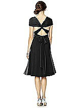 Rear View Thumbnail - Black Twist Wrap Dress w/ Chiffon Overskirt: Short