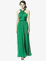 Front View Thumbnail - Pantone Emerald Twist Wrap Dress w/ Chiffon Overskirt: Long