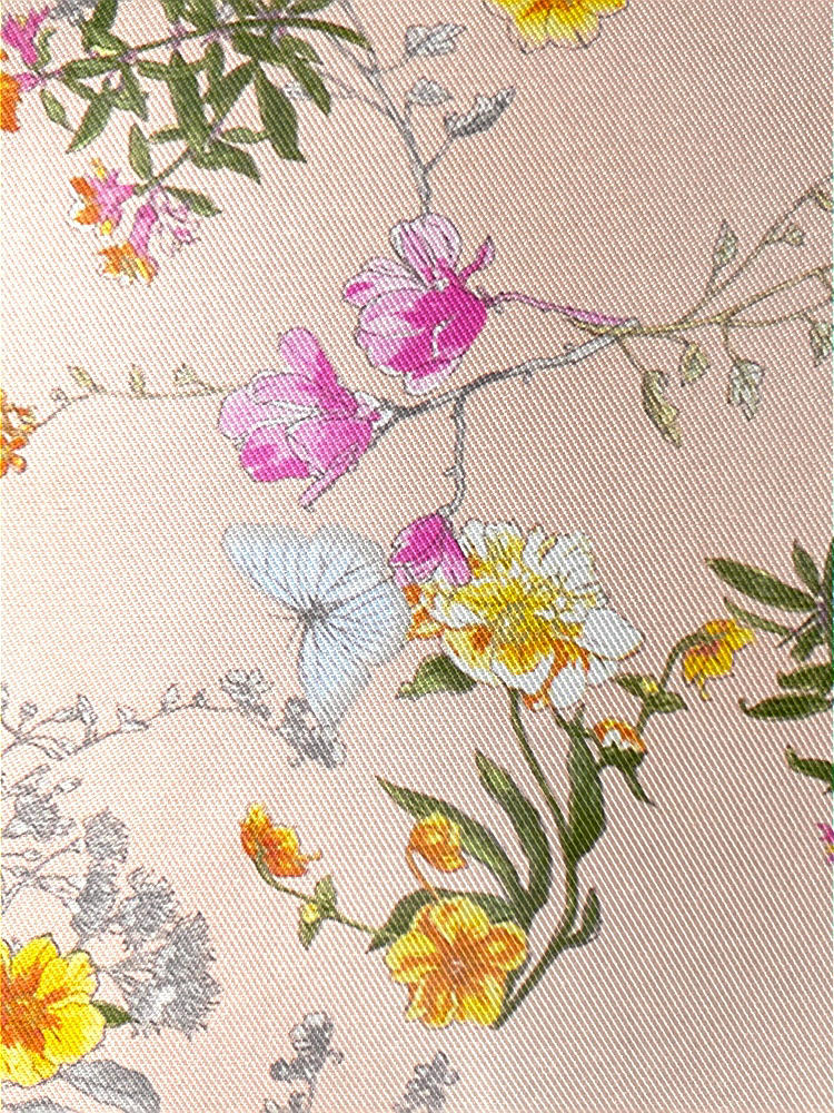 Front View - Butterfly Botanica Pink Sand Satin Twill Fabric by the Yard