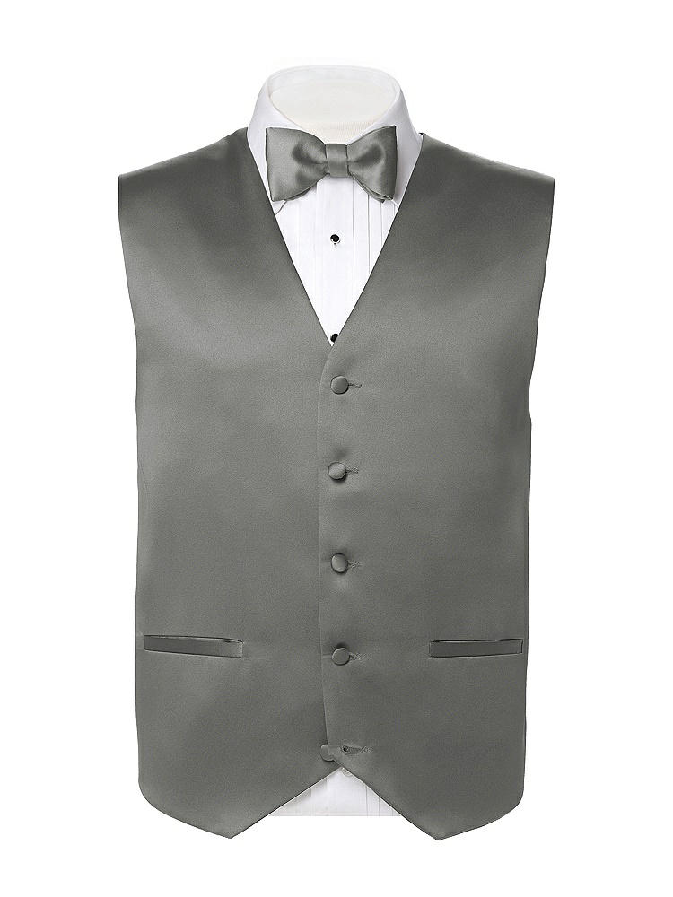 Back View - Charcoal Gray Matte Satin Tuxedo Vests by After Six