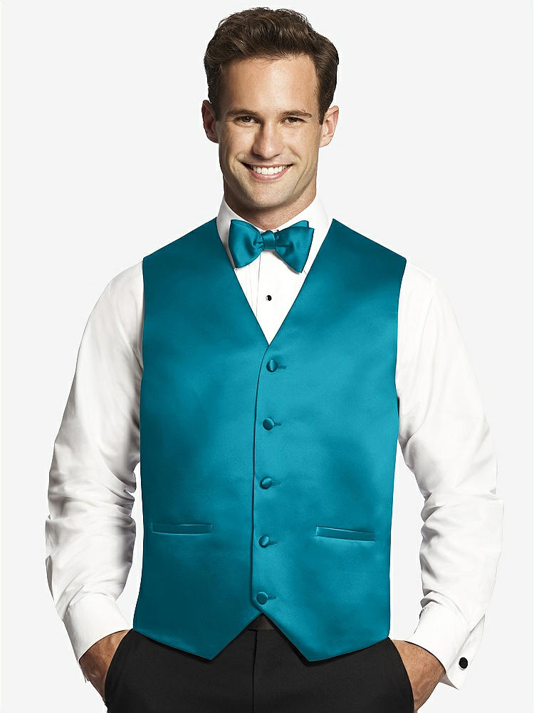 Front View - Oasis Matte Satin Tuxedo Vests by After Six