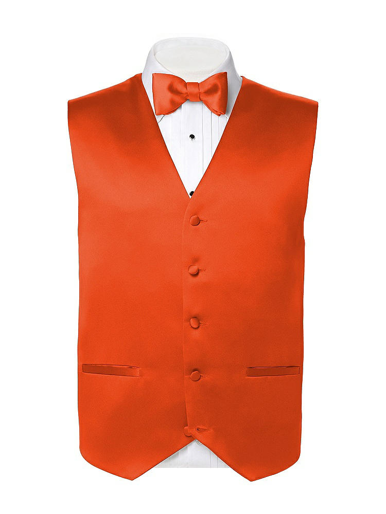 Back View - Tangerine Tango Matte Satin Tuxedo Vests by After Six