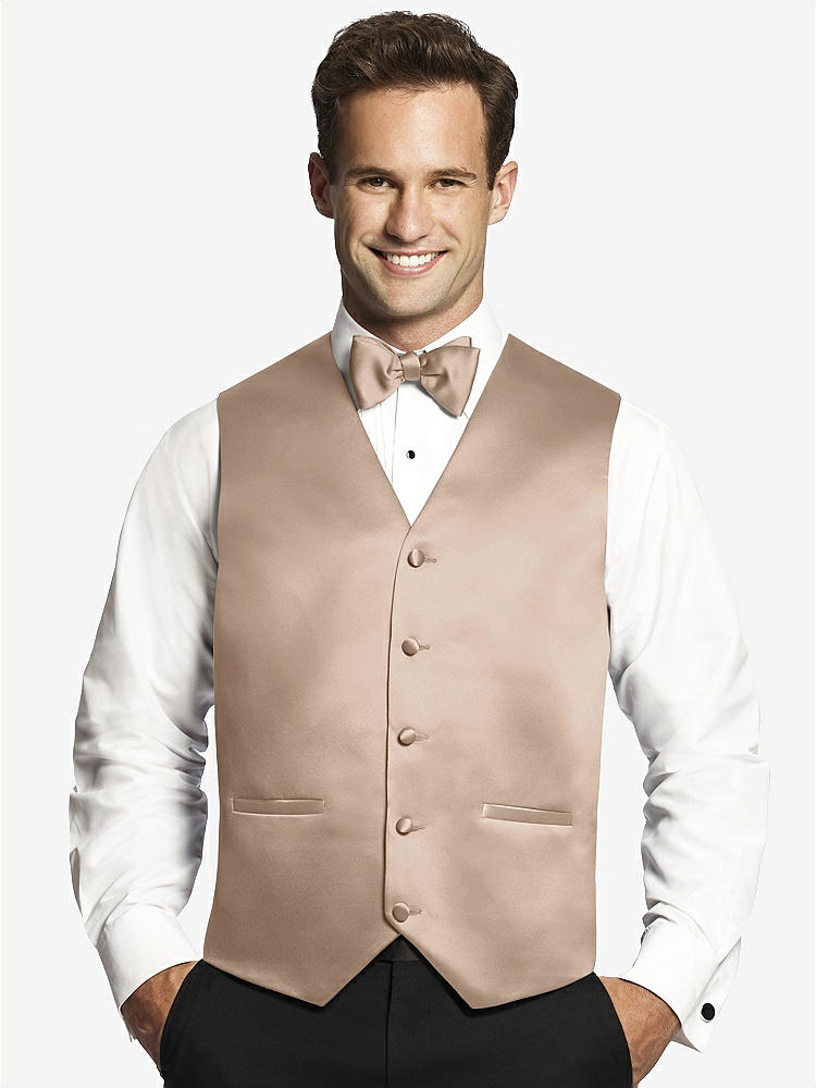 Front View - Topaz Matte Satin Tuxedo Vests by After Six