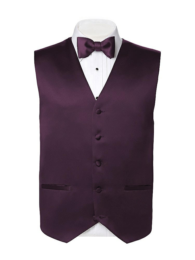 Back View - Aubergine Matte Satin Tuxedo Vests by After Six