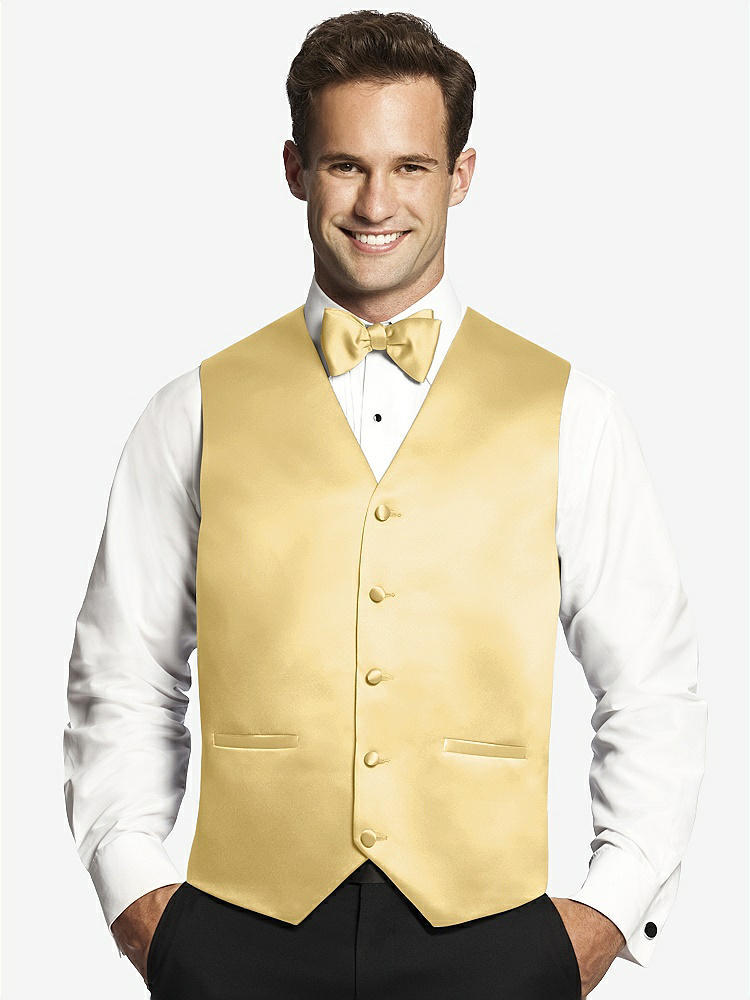 Front View - Buttercup Matte Satin Tuxedo Vests by After Six