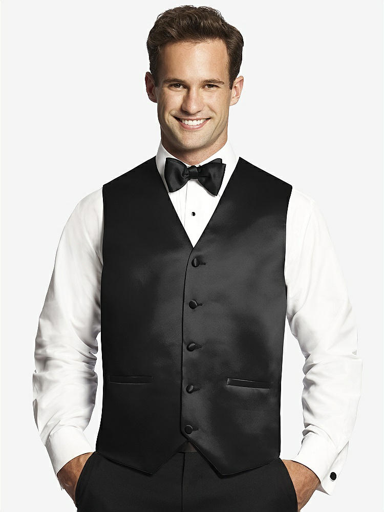 Front View - Black Matte Satin Tuxedo Vests by After Six