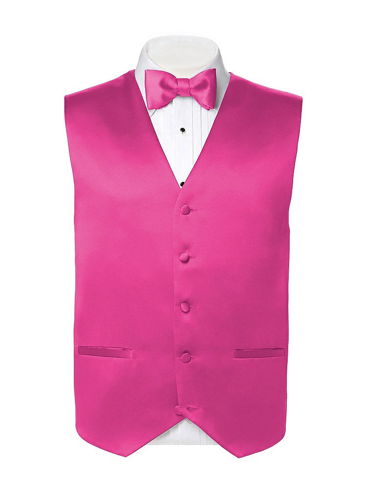 Back View - Fuchsia Matte Satin Tuxedo Vests by After Six