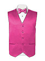 Rear View Thumbnail - Fuchsia Matte Satin Tuxedo Vests by After Six